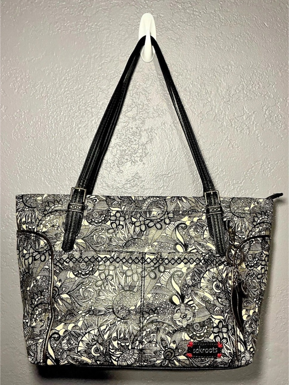Sakroots Floral Print Tote in Black & Gold